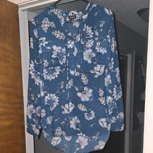 a.n.a Blue Floral Blouse